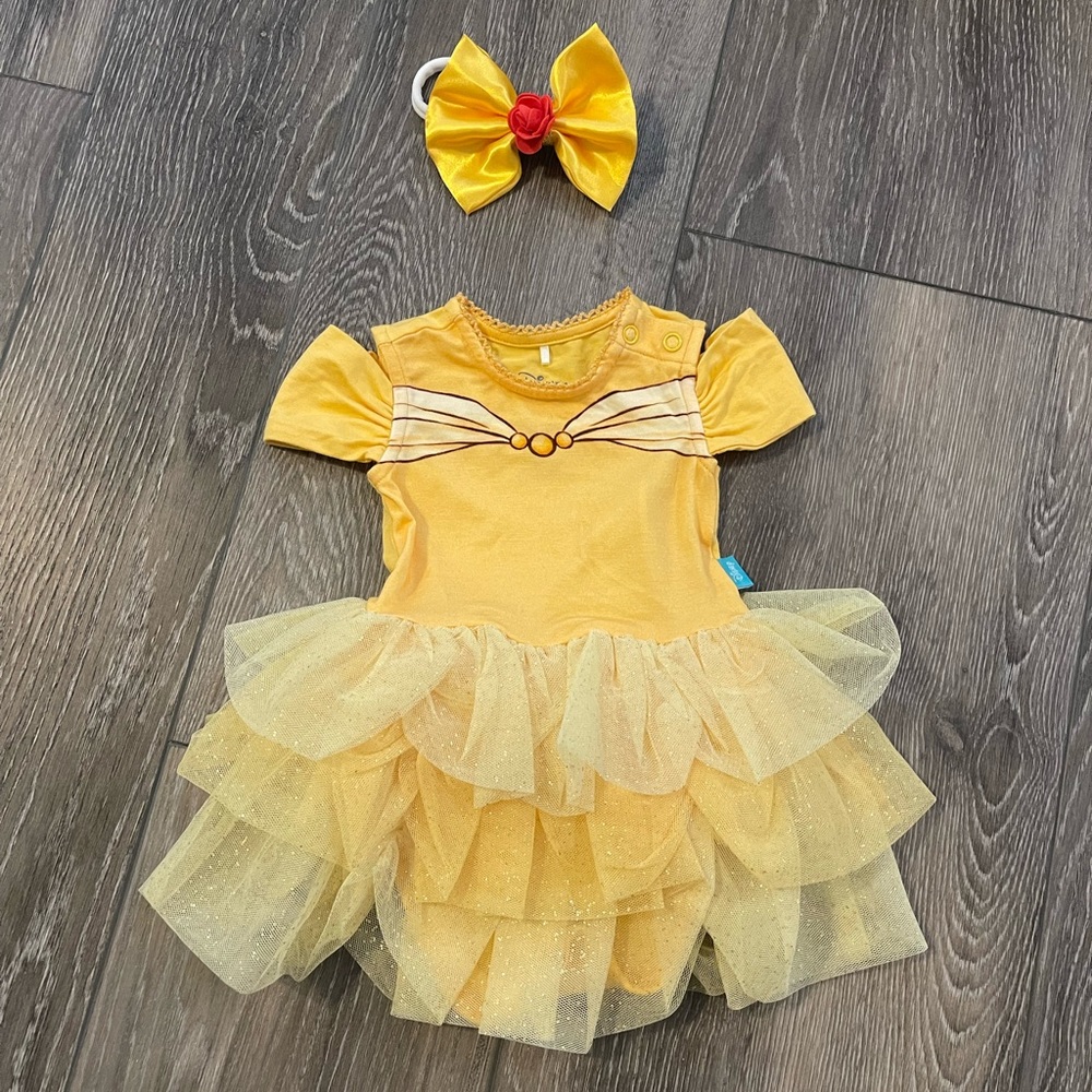 Posh peanut bamboo belle dress 0-3 with bow